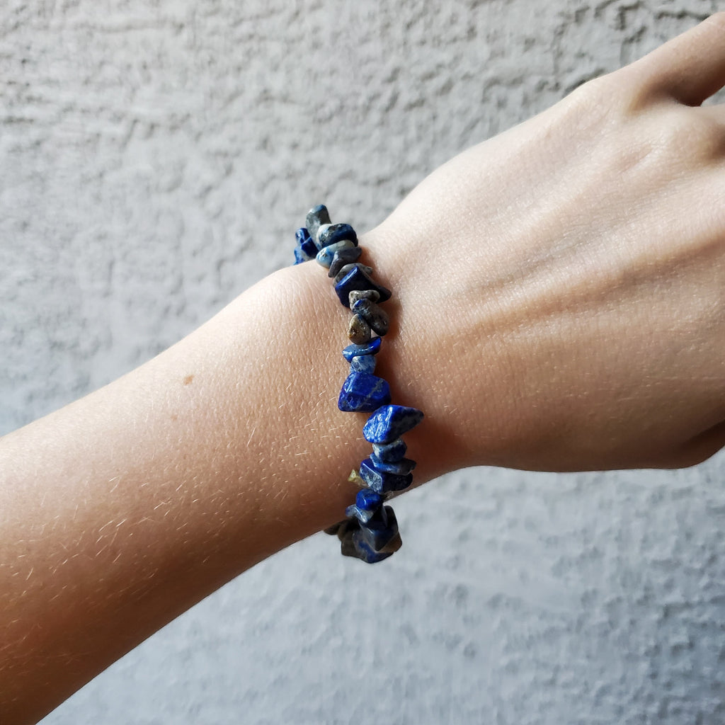 Blue Sodalite Stone Chip Stretch Bracelets - Intuitively Chosen Bracelet Copper Bug Jewelry