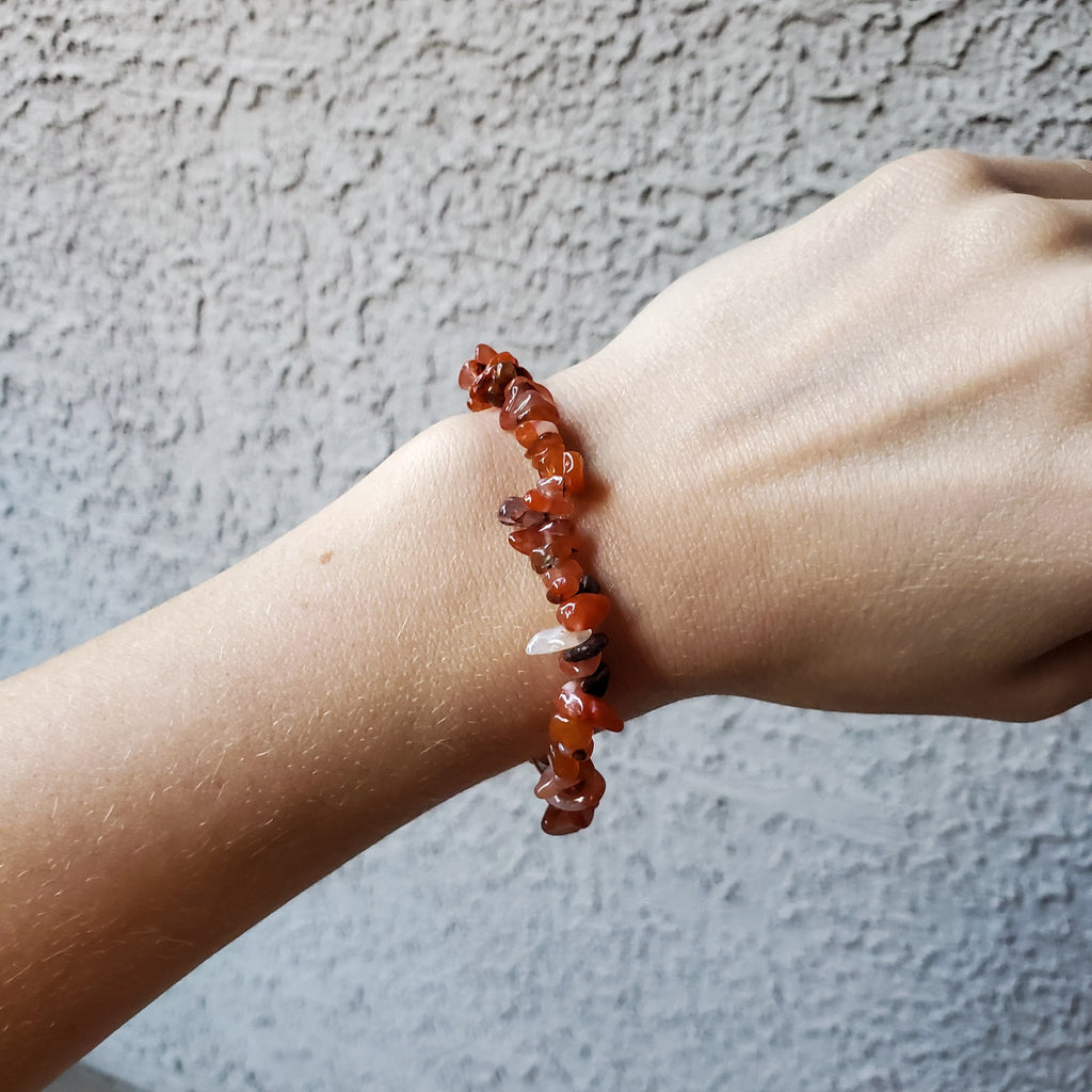 Carnelian Stone Chip Stretch Bracelets - Intuitively Chosen Bracelet Copper Bug Jewelry