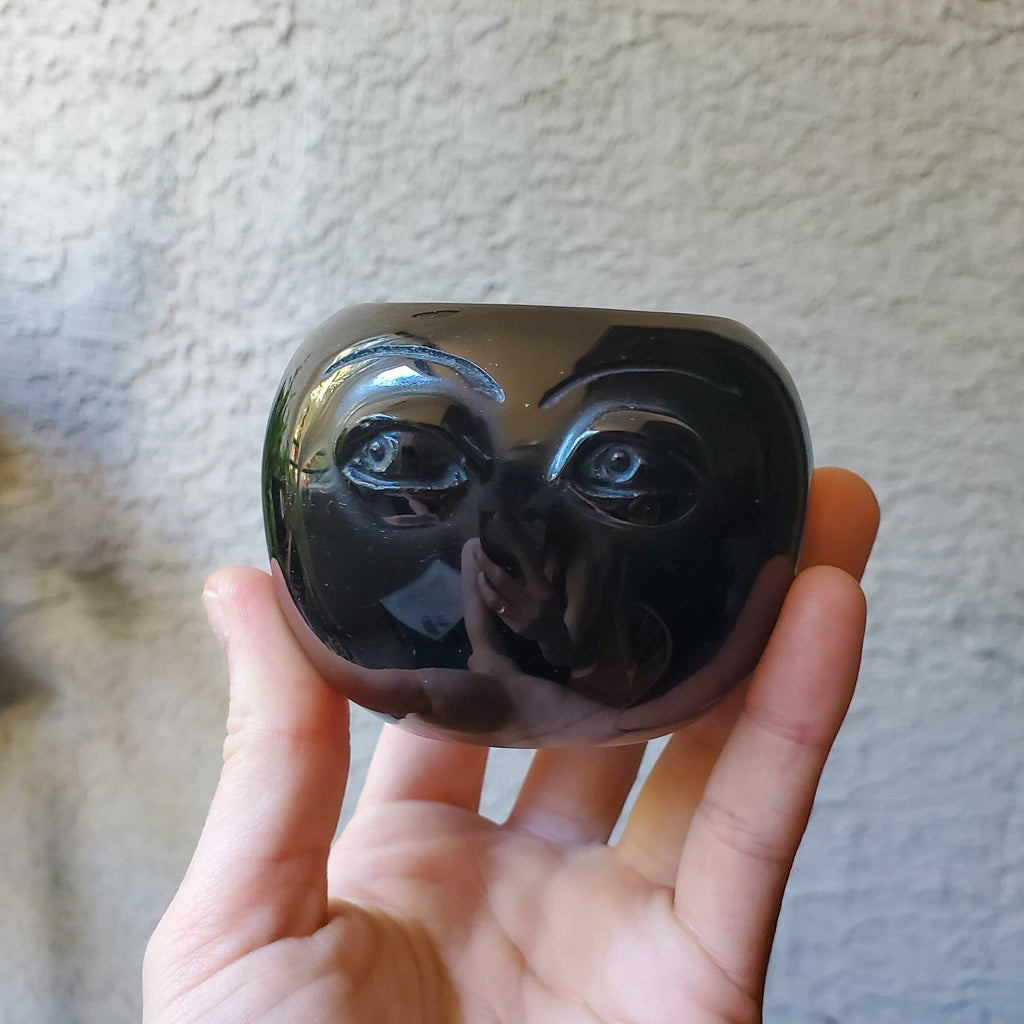 Obsidian Carved Bowls with Eyes - Intuitively Chosen Healing Stones Copper Bug Jewelry