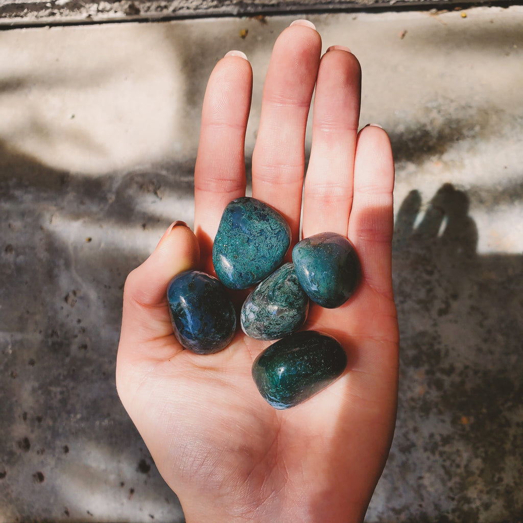 Tumbled Moss Agate Stones - Intuitively Chosen Healing Stones Copper Bug Jewelry