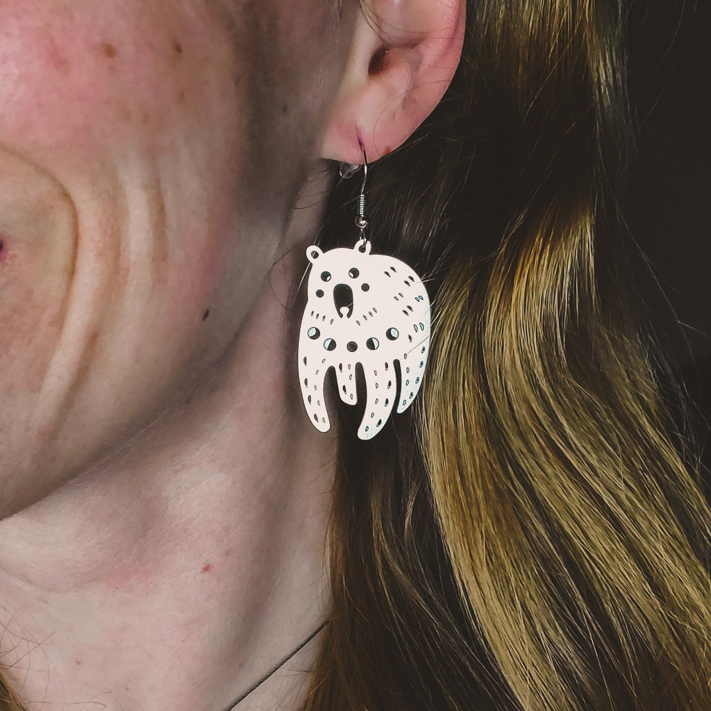 Celestial Bear Moon Phase Earrings Earrings Copper Bug Jewelry