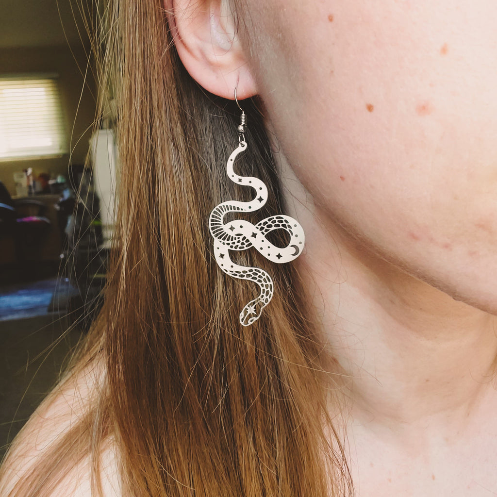 Celestial Serpent Earrings Earrings Copper Bug Jewelry