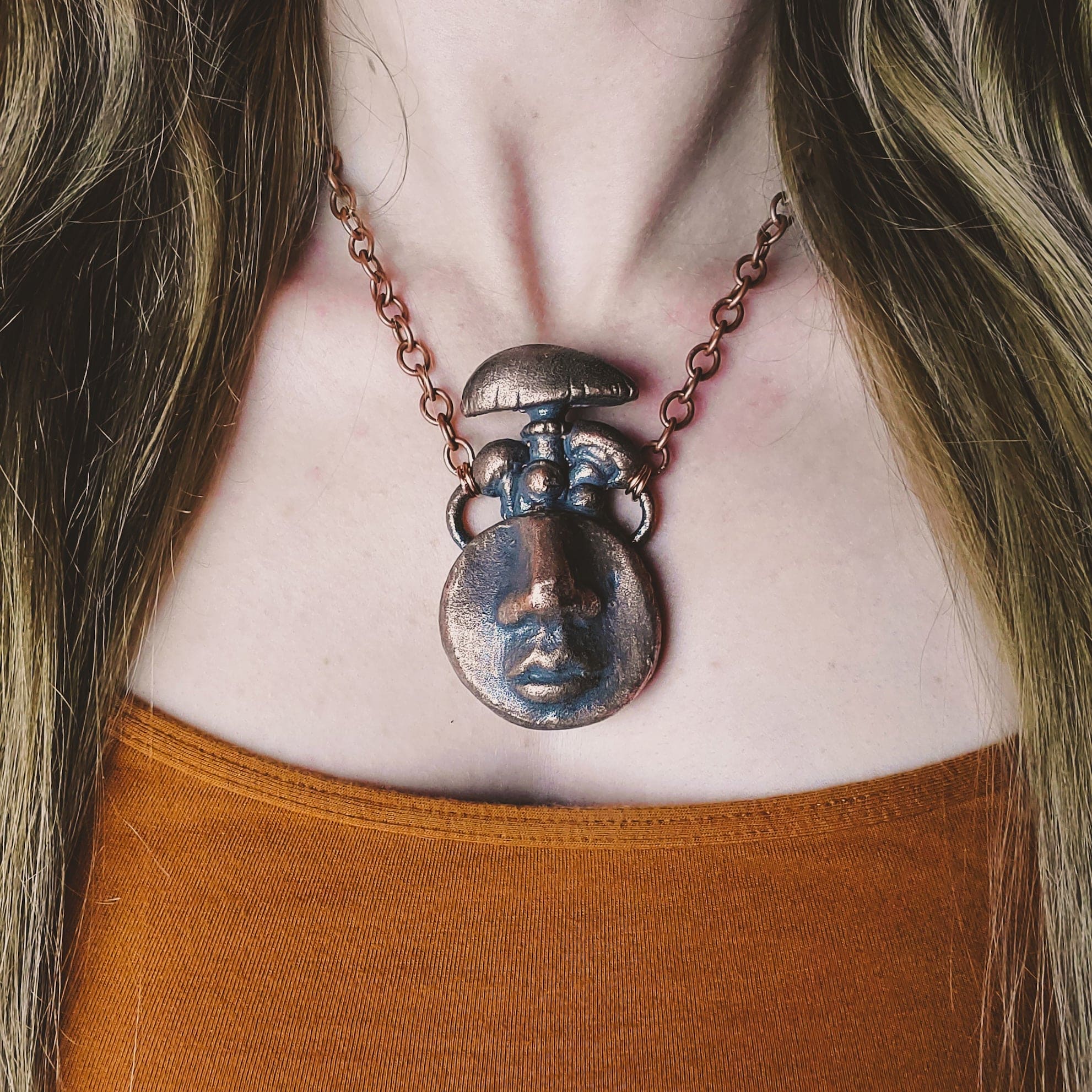 Coiled Spiral Serpent Electroformed Copper Necklace