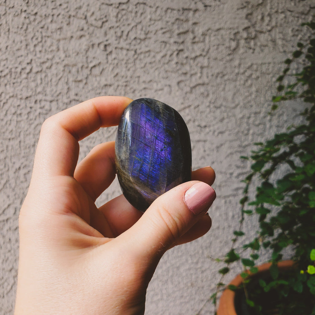 Indigo Blue Labradorite Palmstone - The Stone of Transformation Healing Stones Copper Bug Jewelry