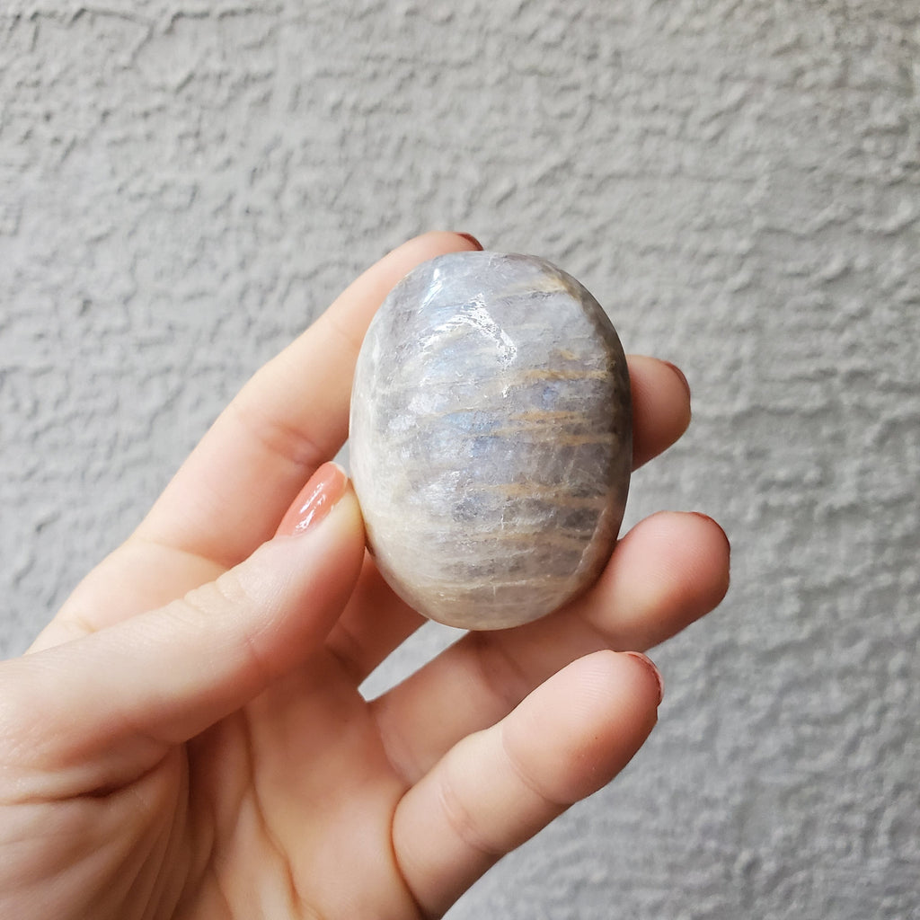 Moonstone Sunstone Hybrid Palmstone Healing Stones Copper Bug Jewelry