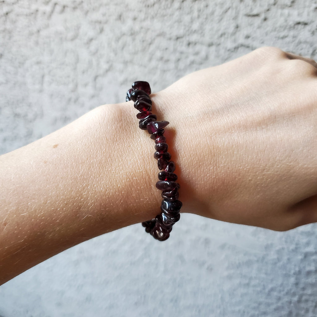Red Garnet Stone Chip Stretch Bracelets - Intuitively Chosen Bracelet Copper Bug Jewelry