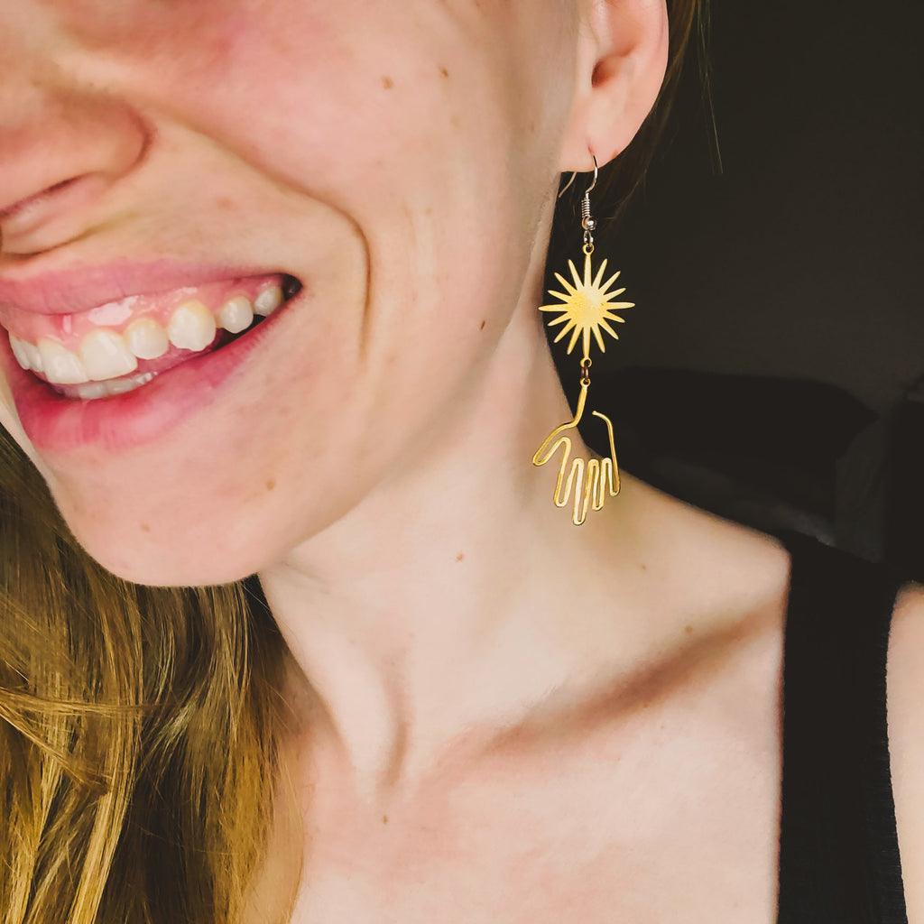The Sun In Our Hands Dangly Earrings Earrings Copper Bug Jewelry