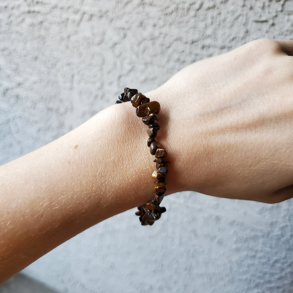 Tiger Eye Stone Chip Stretch Bracelets - Intuitively Chosen Bracelet Copper Bug Jewelry